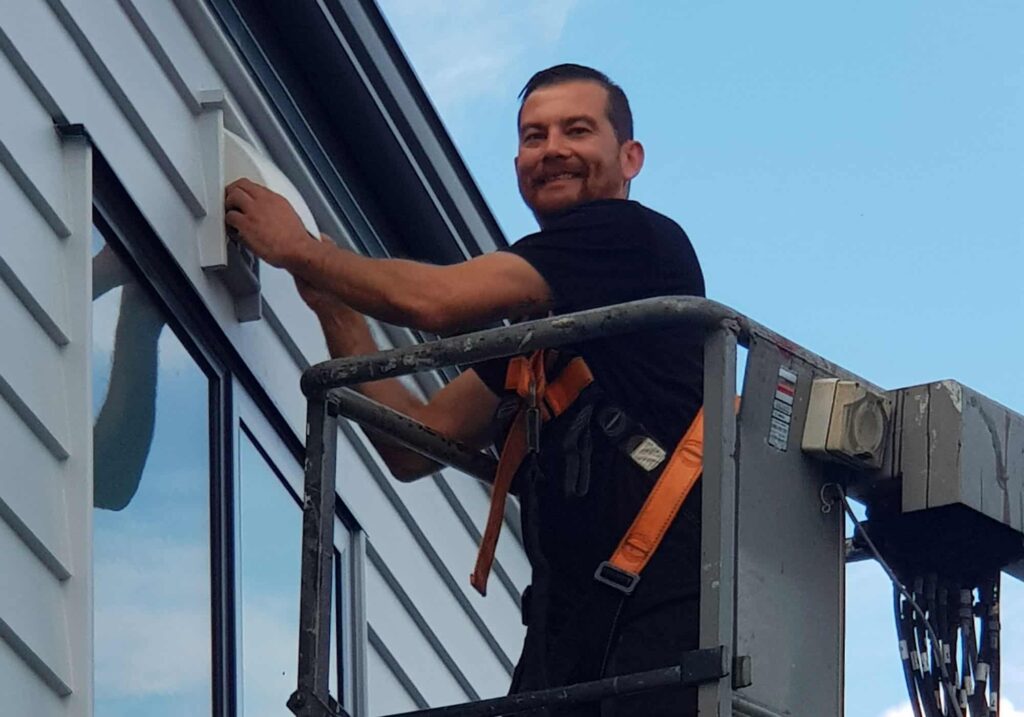 Daniel D’Angelo at work, who is an electrician in Auckland
